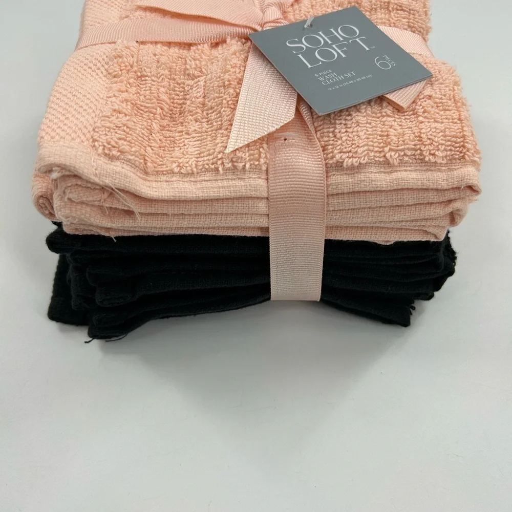Soho Loft Pink and Black washcloth Set